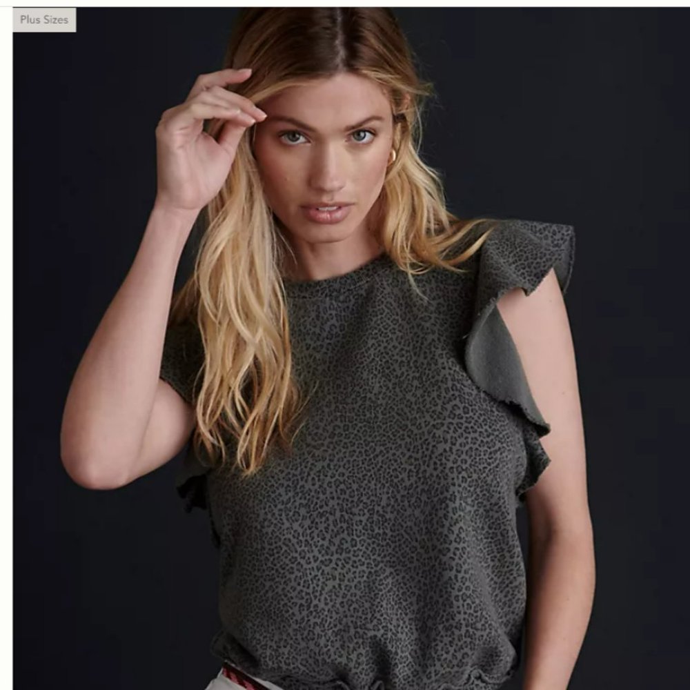 NWT T.La Sleeveless Ruffle Sweatshirt (Moss)